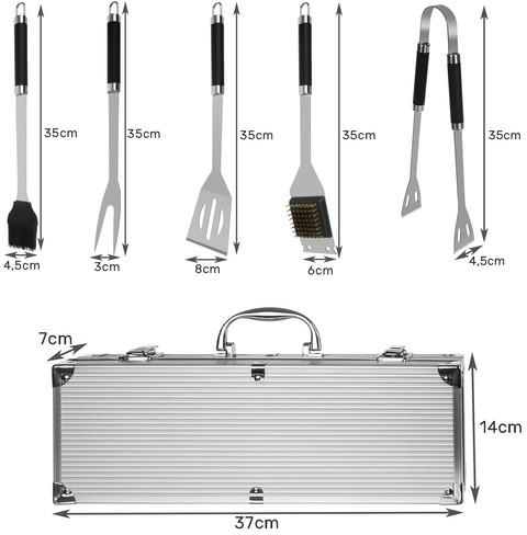 Unelte pentru gratar - set 5 accesorii + valiza