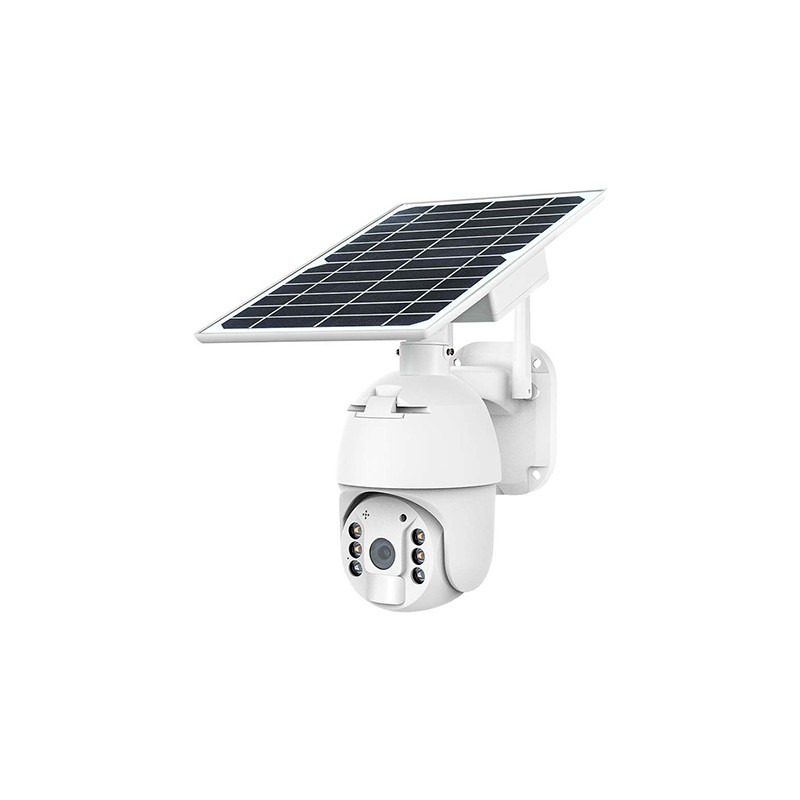 Camera HD Solara Smart 4G Albă – PTZ 360° PIR, Monitorizare Vocală, Vedere Nocturnă Color, Rez 2MP, Stocare Card TF 128GB