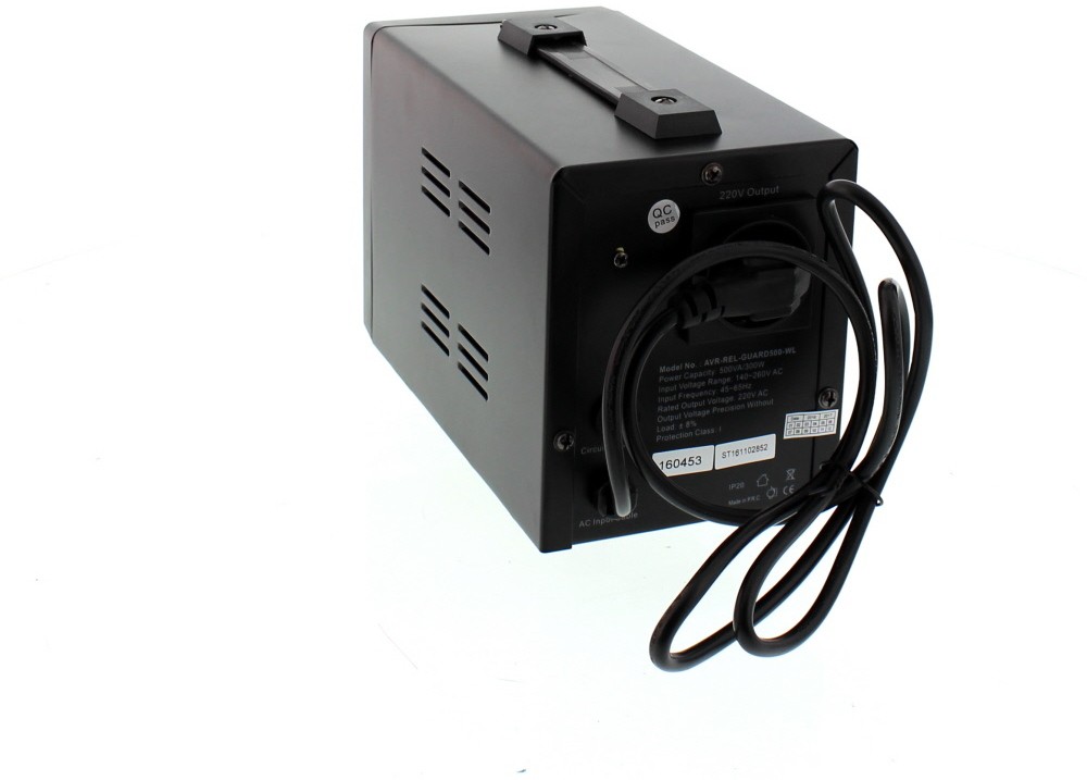 Stabilizator automat de tensiune cu releu 500VA, negru Well Cod EAN: 5948636029864 AVR-REL-GUARD500-WL