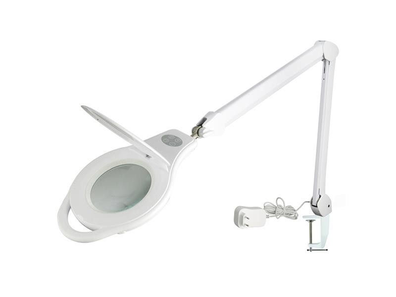 Lupa cu iluminare Lampa de masa (prindere clemă) lupa rotundă 5 dioptrii SMD LED (96x) alb reglabil L-5DP-LED-96-REG