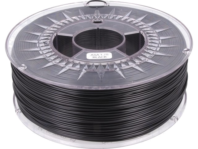 Filament: ASA 1,75mm neagră Temp.printare:230-240°C 1kg DEV-ASA-1.75-BK