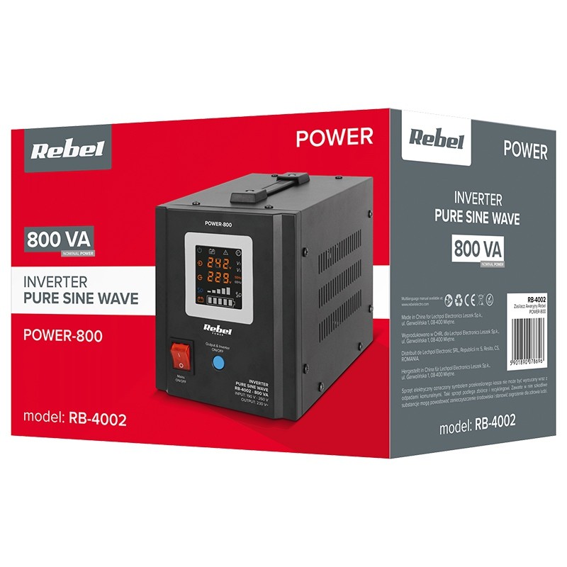 UPS CENTRALE SINUS PUR 800VA 500W 12V REBEL, RB-4002