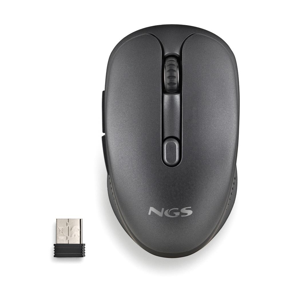 mouse wireless reincarcabil, evo rust black, 1600dpi, silent click, negru, ngs