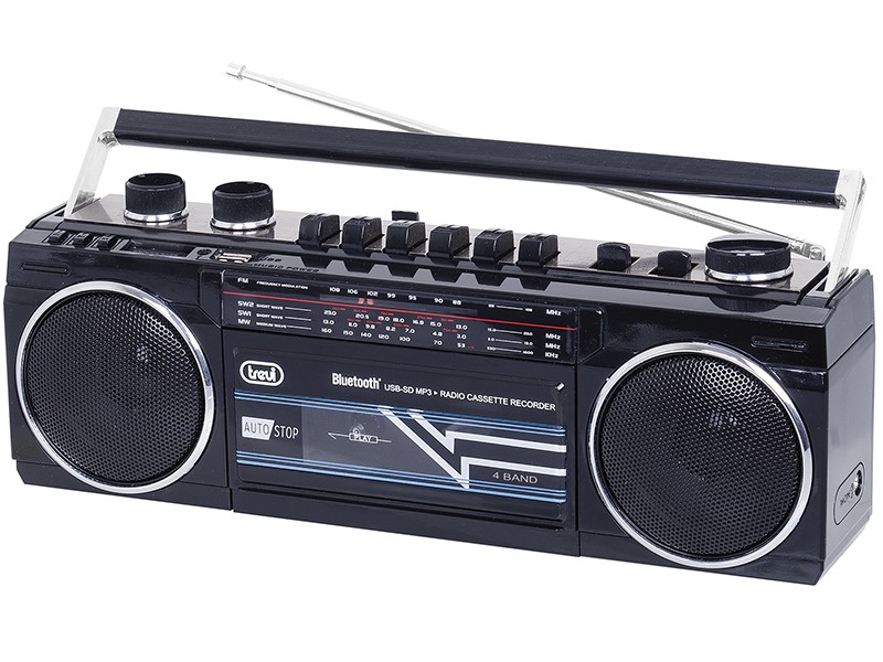 radiocasetofon portabil rr 501 bt fm, bluetooth, mp3, usb, negru trevi