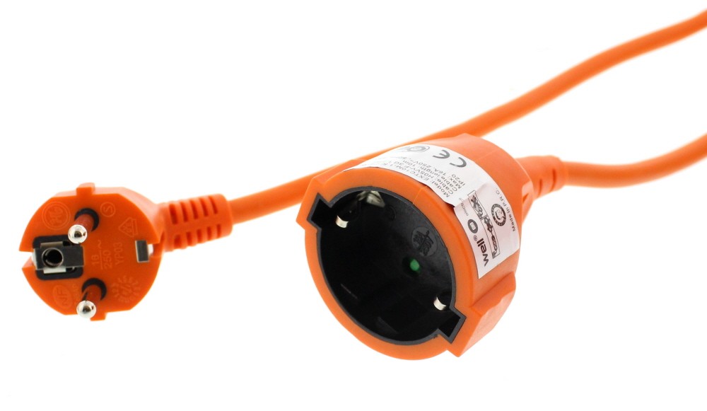 cablu prelungitor 5m 1.5mm ip20,portocaliu well