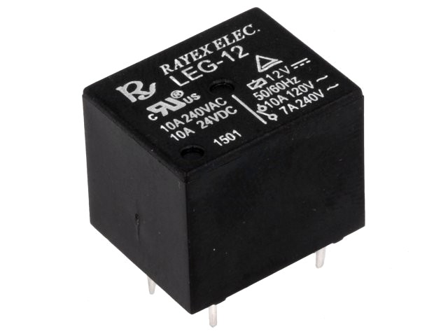 Rayex Electronics Releu: electromagnetic spdt ubobină: 12vdc 10a/120vac toff: 8ms