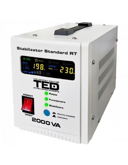 Stabilizator tensiune 2000VA 1.2KW AVR cu LCD, TED