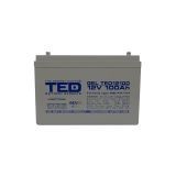 Acumulator 12V GEL Deep Cycle Solar, Dimensiuni 330 x 173 x 212 mm, Baterie 12V 100Ah M8, TED Electric TED004147 A0115591 - imagine 4