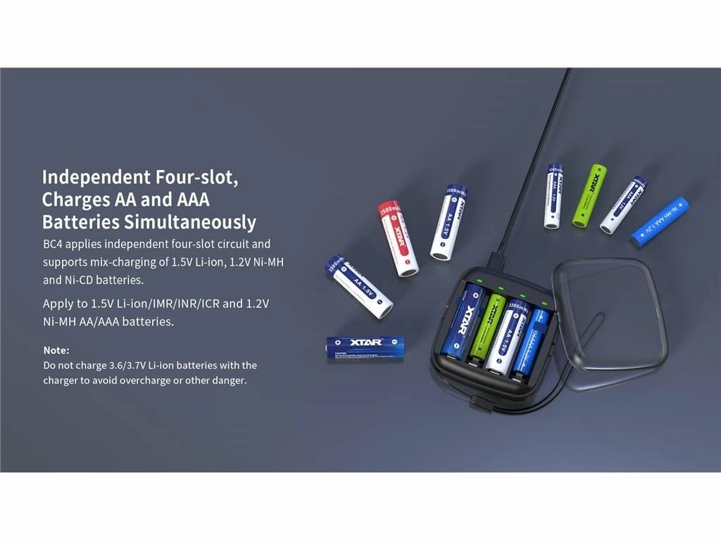 incarcator acumulatori li-ion, nimh aa/aaa, 4 canale, bc4 xtar - imagine 8