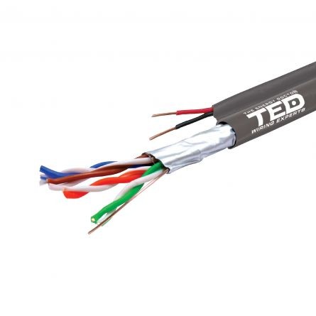Cablu FTP Cat. 5e CU 2 fire alimentare CU 0.75mm, rola 305m, TED
