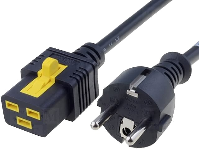 Cablu CEE 7/7 (E/F) mufă,IEC C19 mamă 2m cu blocare negru