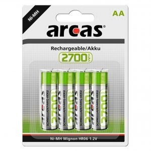 Baterie Reincarcabila Arcas AA LR6 Acumulatori Preincarcati Ni-MH 1.2V 2700mAh Blister 4