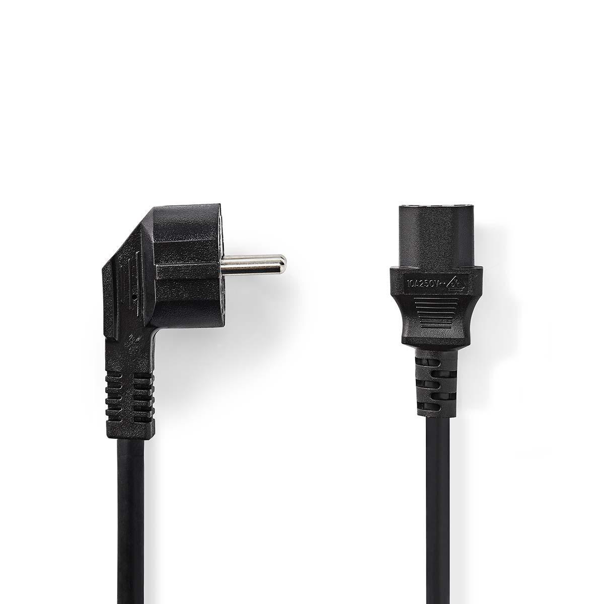 cablu de alimentare 3 x 1.5 mm² schuko tata cotit - iec-320-c13 2.0 m negru nedis