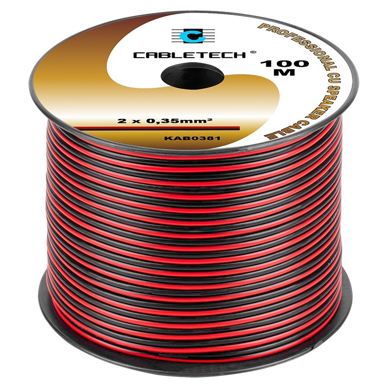 cablu difuzor cupru 2x0.35mm rosu/negru 100m