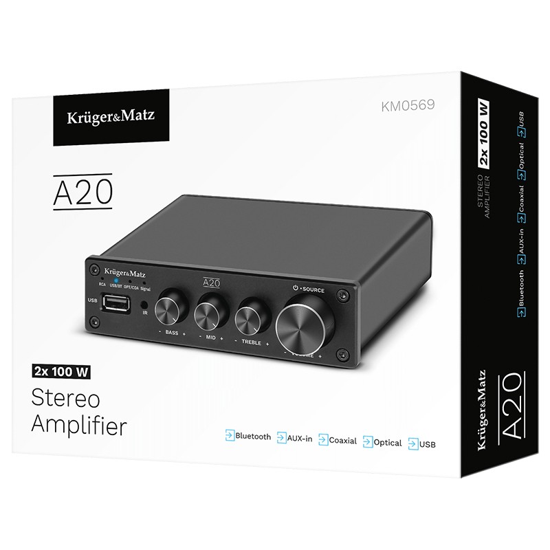 amplificator audio stereo 2x100w a20 kruger&matz