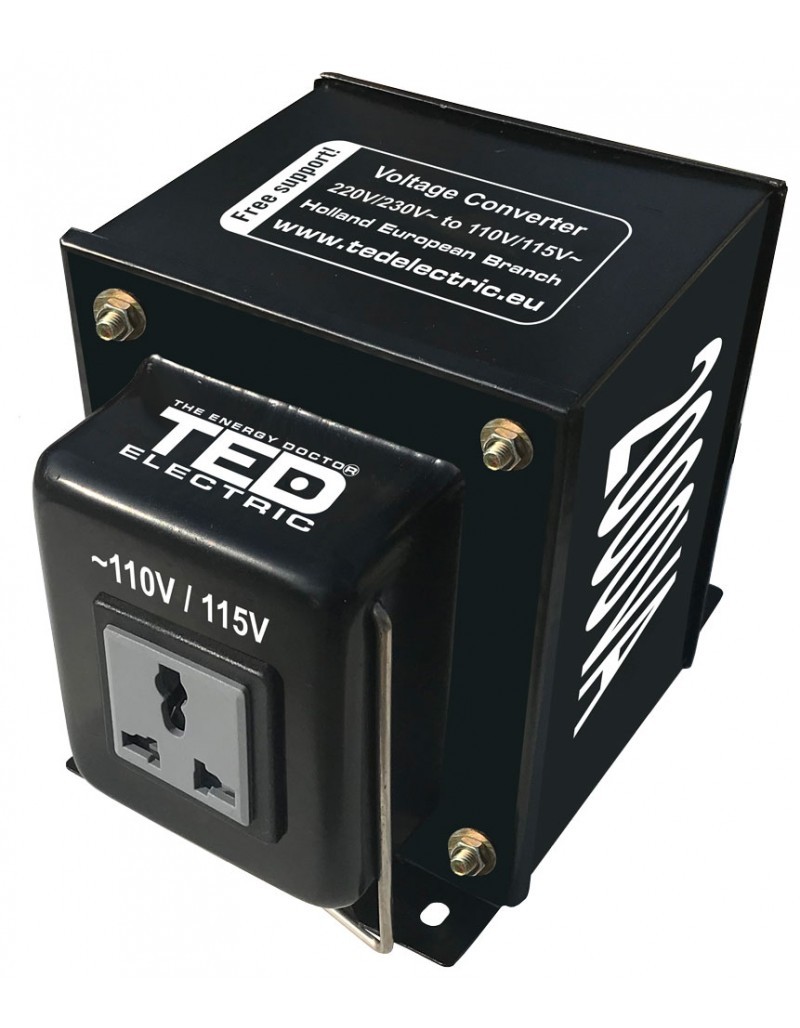 transformator de tensiune, convertor de la 220v la 110v, nereversibil 2000va 2000w, ted electric ted002259