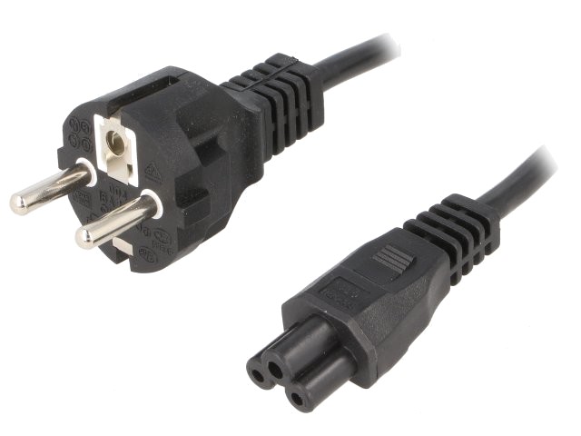Cablu CEE 7/7 (E/F) mufă,IEC C5 mamă 1,5m negru PVC 2,5A
