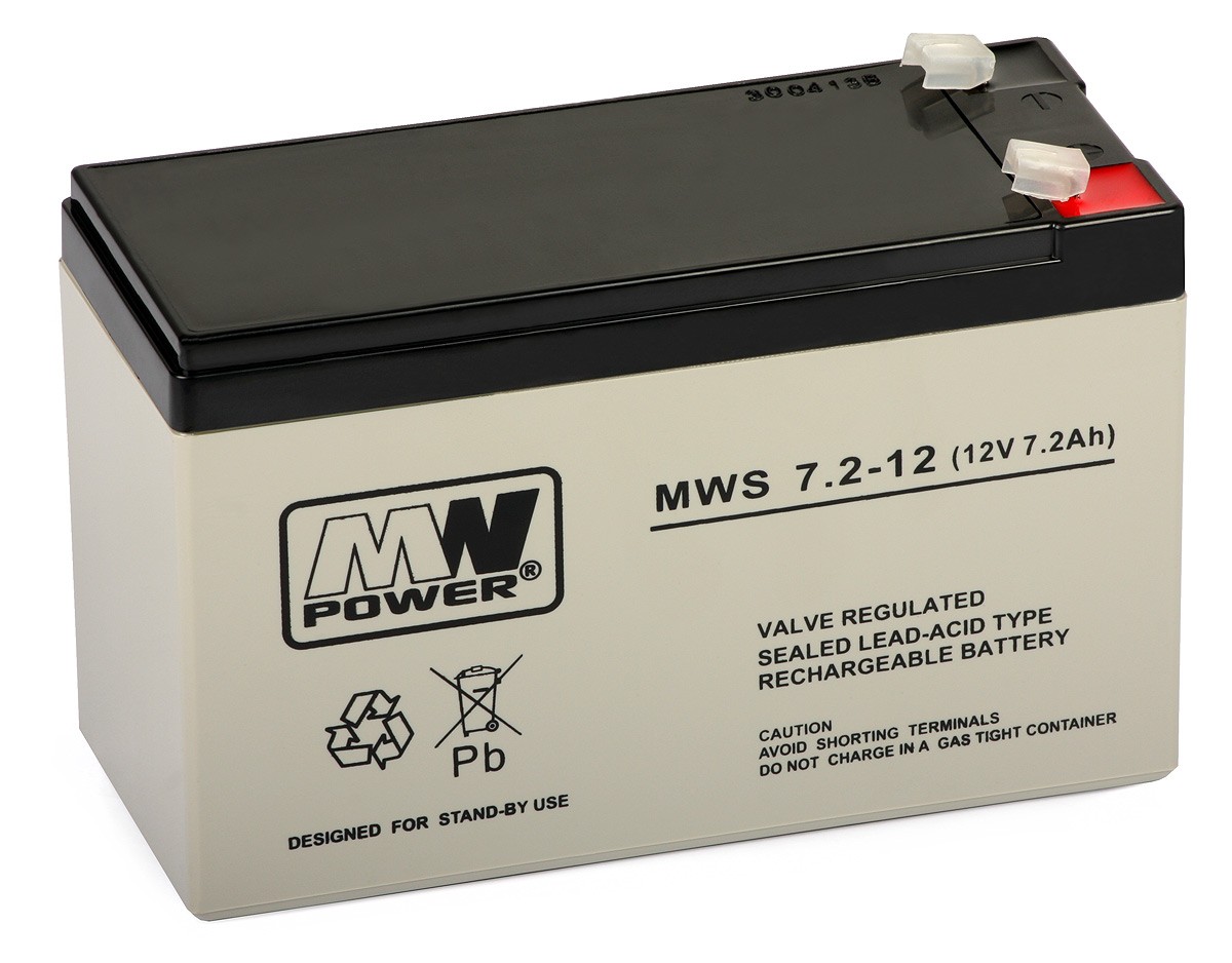 acumulator plumb acid mw power, mws 7.2-12, 12v 7.2ah, terminal f1