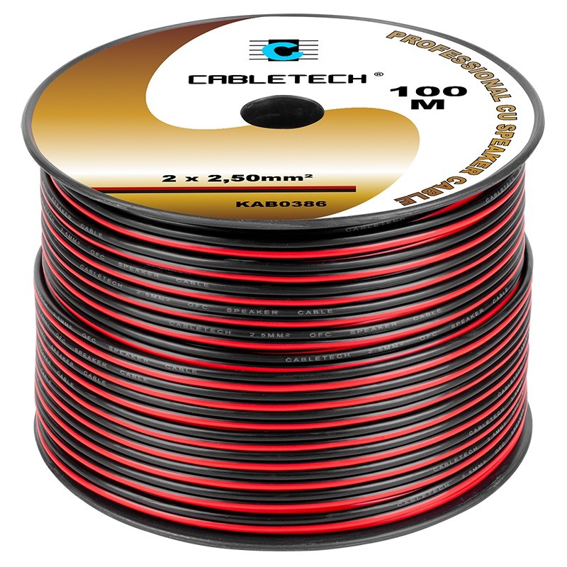 cablu difuzor cupru 2x2.50mm rosu/negru 100m