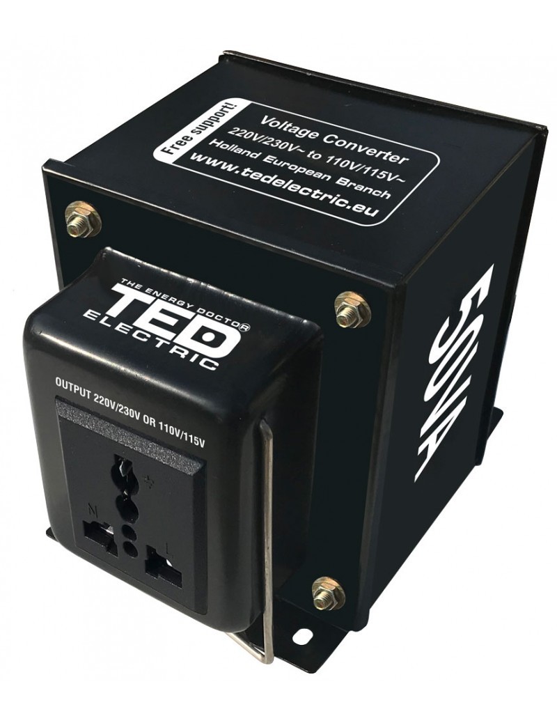 transformator de tensiune, convertor de la 220v la 110v si reversibil 50va 50w, ted electric ted003683