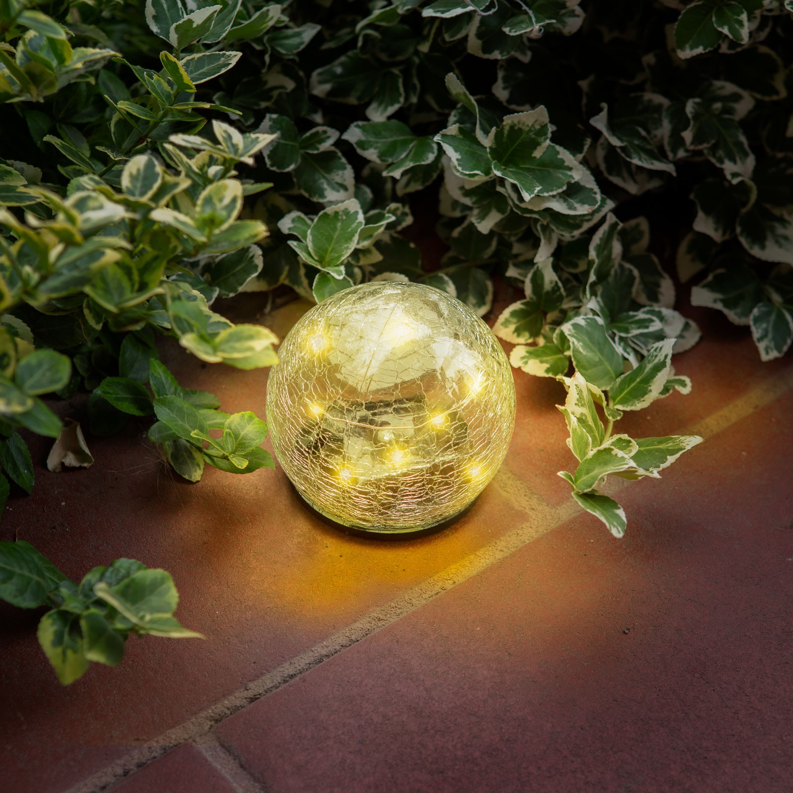 lampa solara sfera sticla - 10 cm - 10 led alb cald