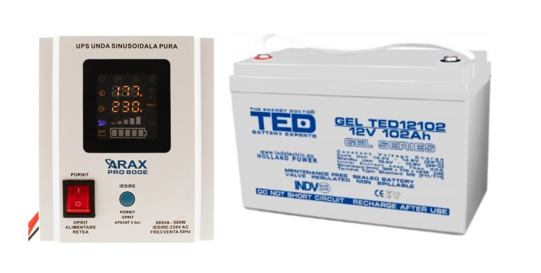 PAchet UPS Sinus pro 800E si Acumulator 12V 102Ah Gel Deep Solar 6720bf020280f PAchet UPS Sinus pro 800E si Acumulator 12V 102Ah Gel Deep Solar 6720bf020280f