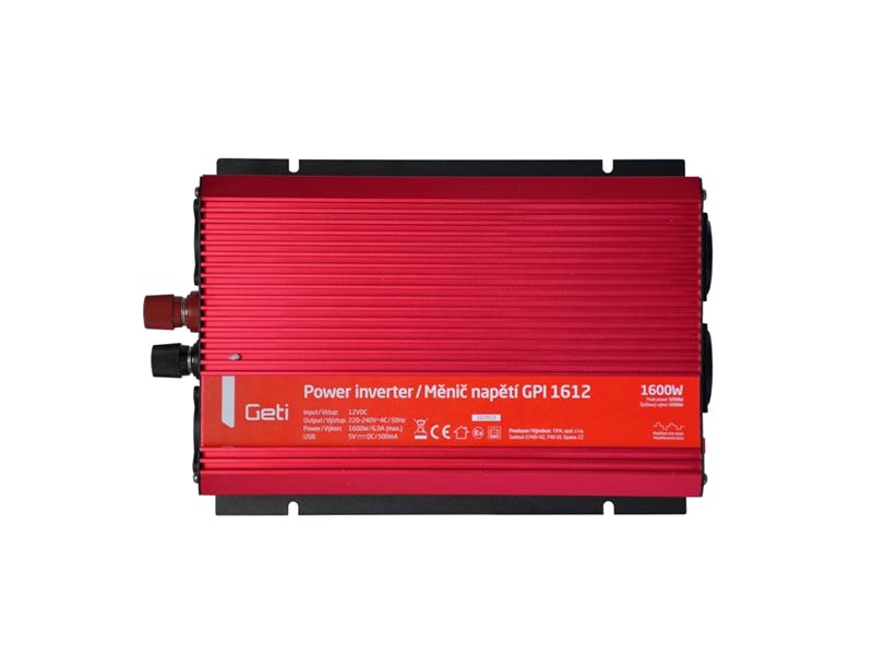 Invertor auto de putere Geti GPI 1612 USB 12V / 230V 1600W - 2 | YEO