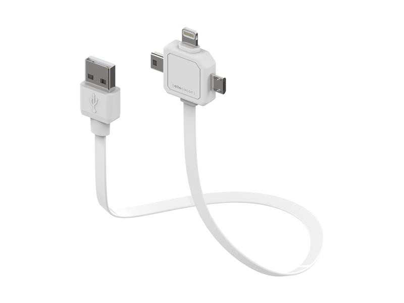 Cablu ALLOCACOC USB / Micro USB / Mini USB / Lightning alb