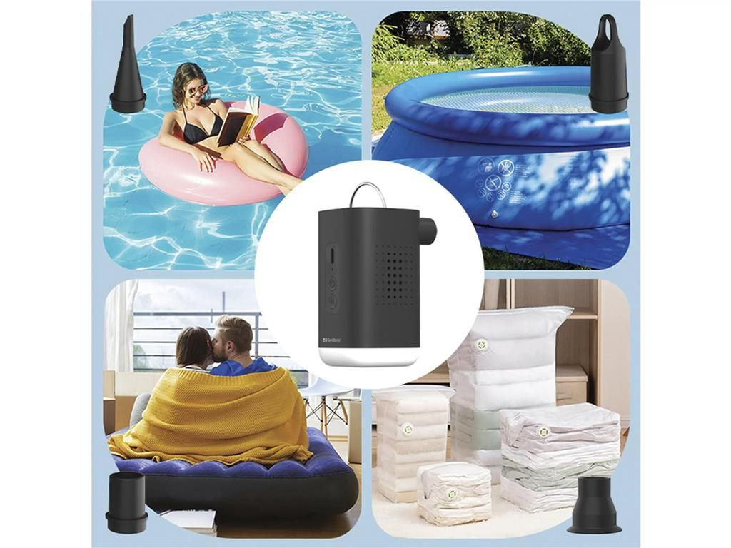 pompa aer electrica sandberg 420-93, lanterna, acumulator li-ion, usb-c - imagine 5