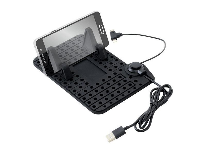 Suport telefon cu șaibă și cablu micro USB COMPASS 06259