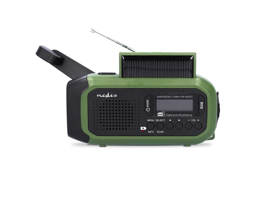 radio portabil de urgenta, dab+, fm, 5w, ecran 1,46", panou solar, negru/verde, nedis - imagine 2