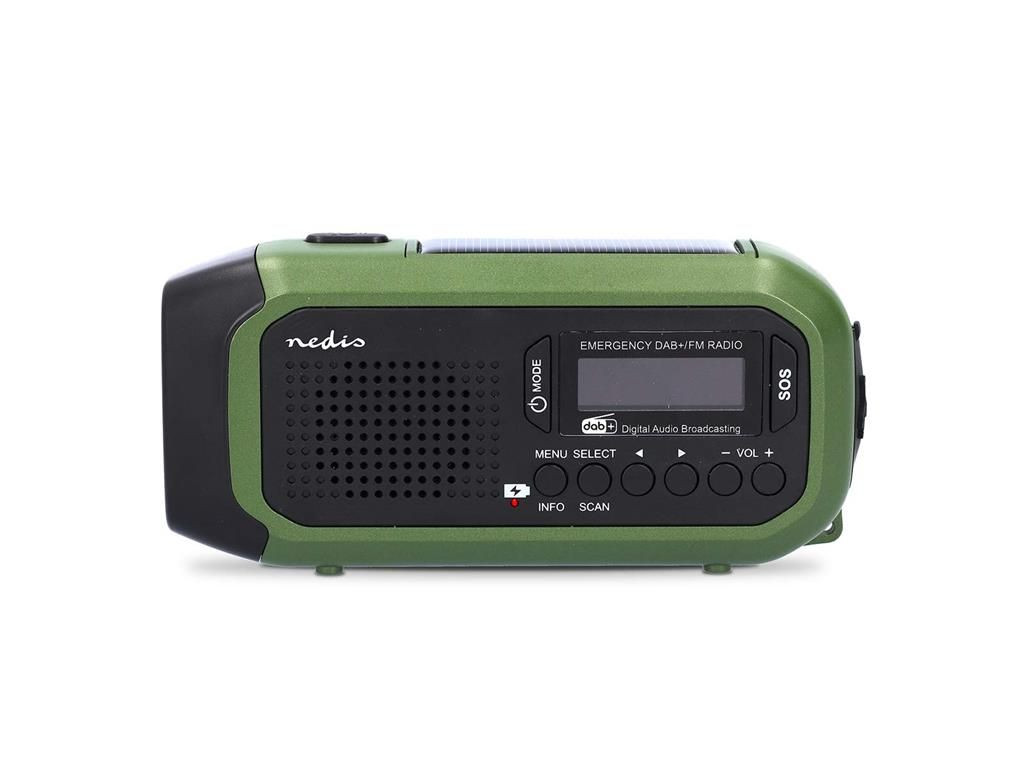 radio portabil de urgenta, dab+, fm, 5w, ecran 1,46", panou solar, negru/verde, nedis - imagine 3