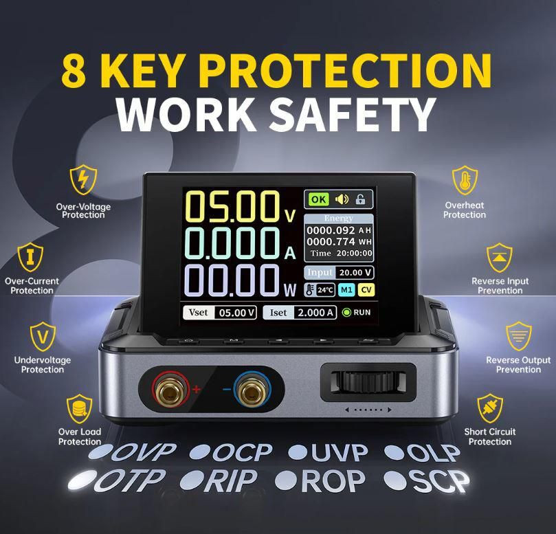 sursa de alimentare dc portabila, ecran 2.8", 0-30v, 0-5a, 150w, fnirsi dps-150 - imagine 4