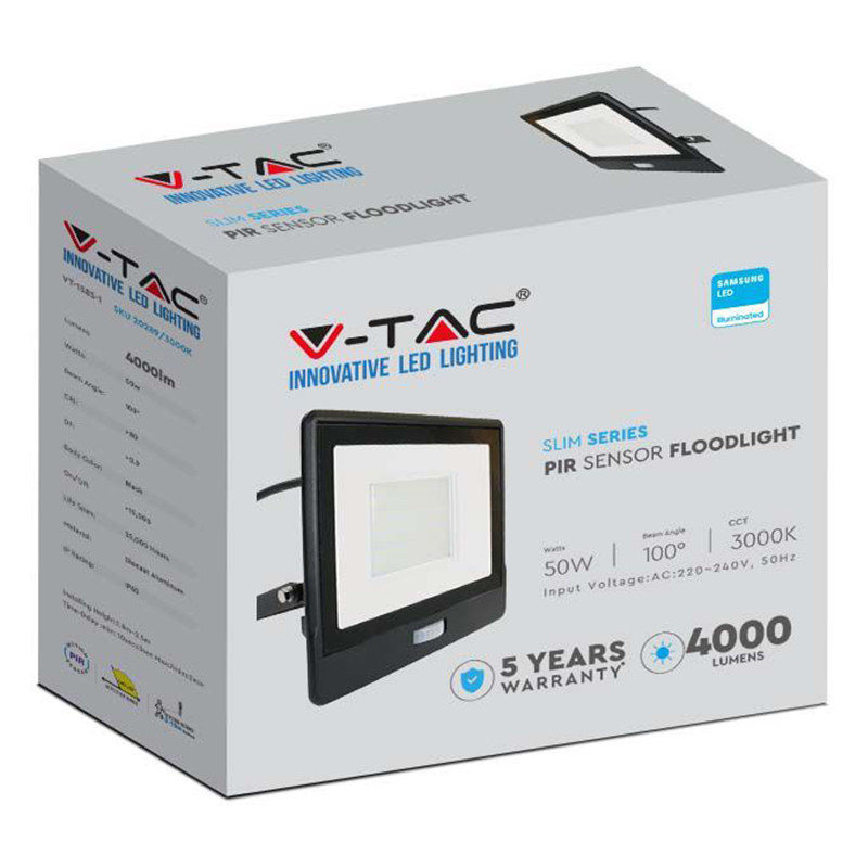 reflector led smd 50w 6400k ip65 cu senzor miscare - negru - imagine 9