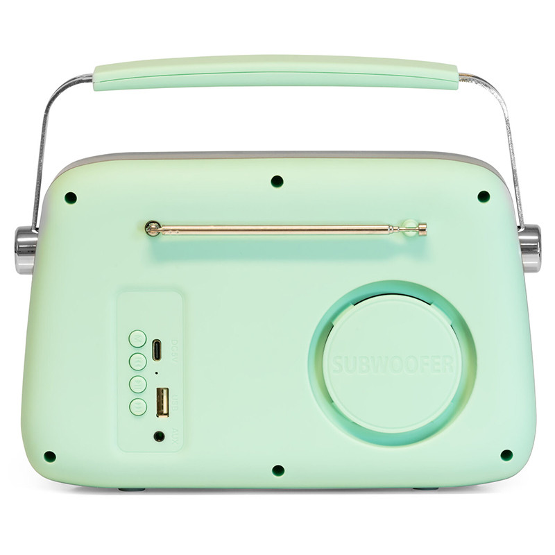 radio fm portabil nostalgia 15w cu functie bluetooth/aux - verde - imagine 5