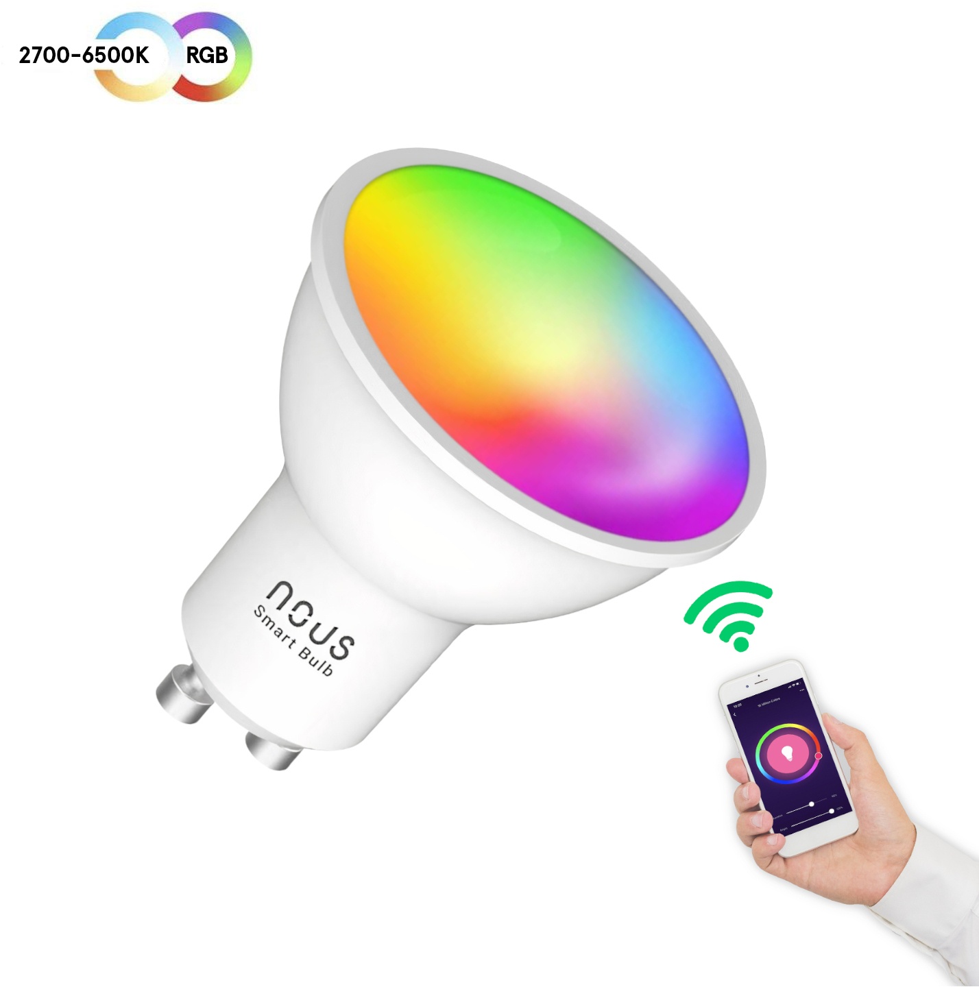 bec led rgb smart nous p8, gu10, control din aplicatie - imagine 3