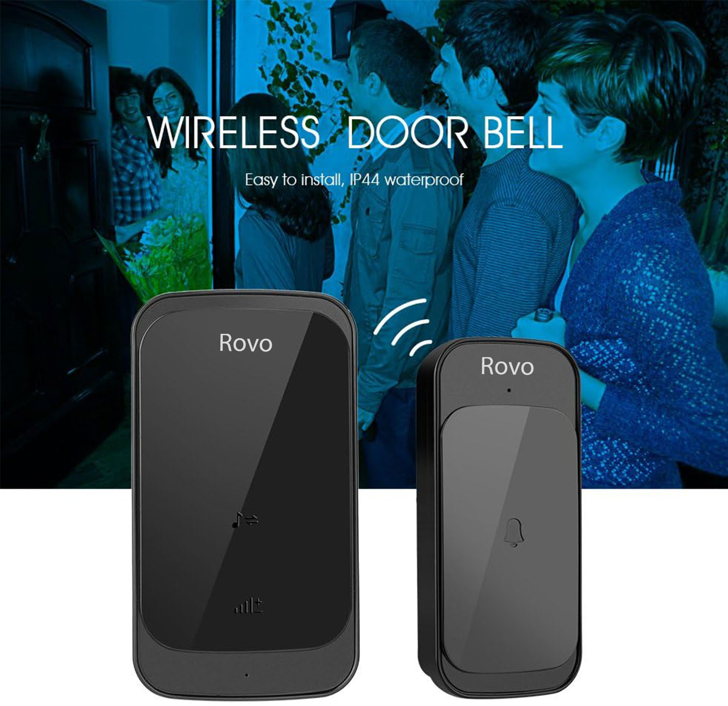 sonerie wifi rovo c03, 2 receptoare, ip44, 38 melodii - imagine 2