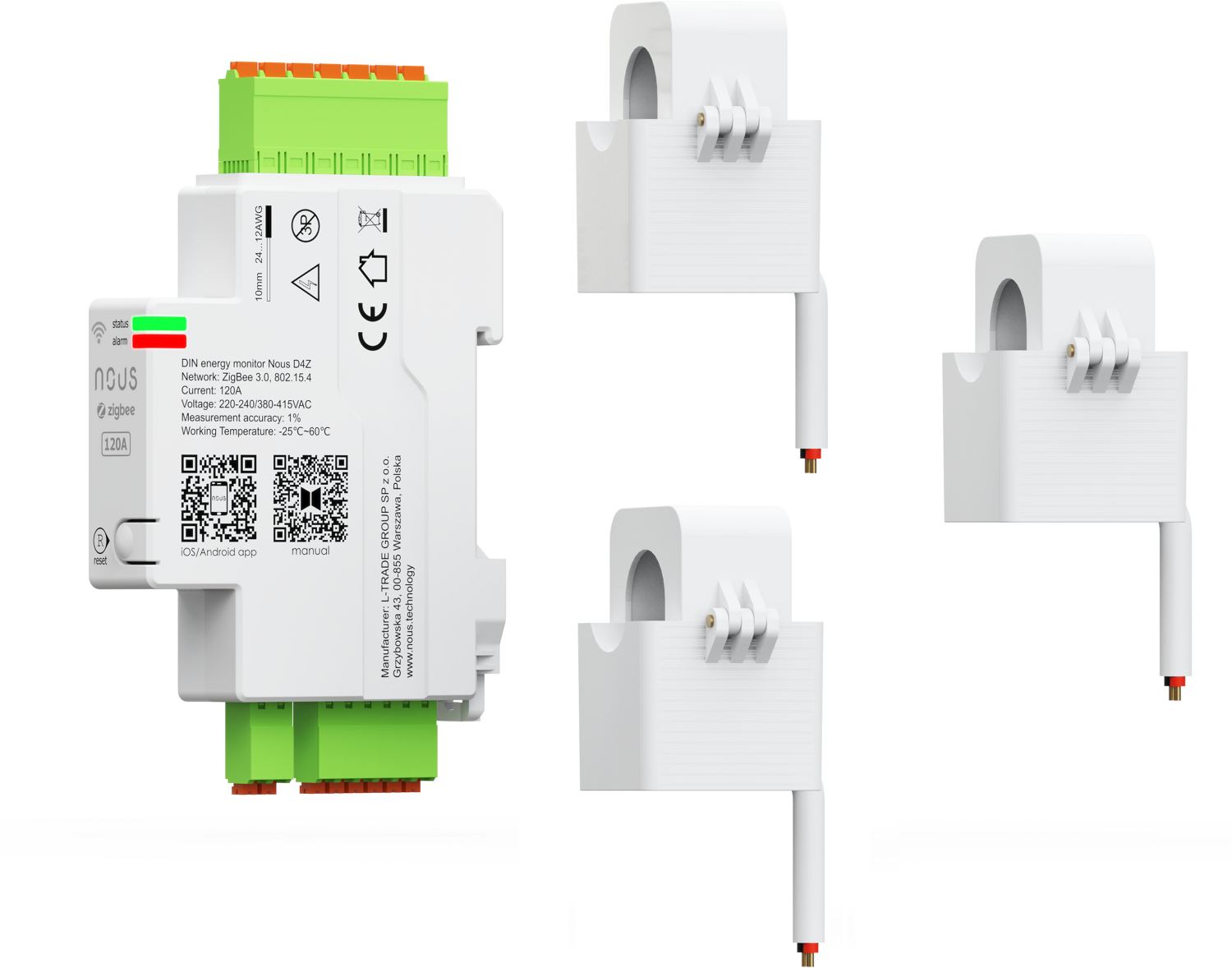 contor electric nous d4z zigbee smart din 120a, monitor consum in timp real , montare pe sina din - imagine 8