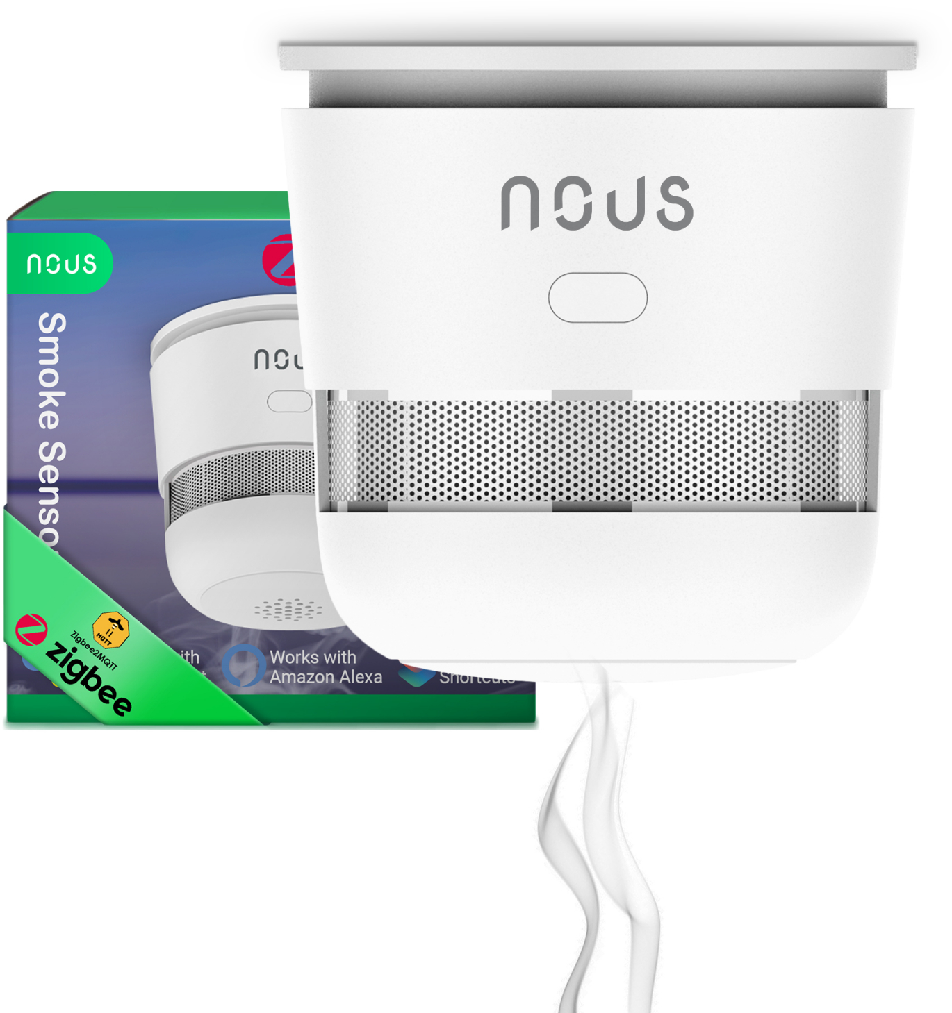 senzor smart de fum nous e8, zigbee
