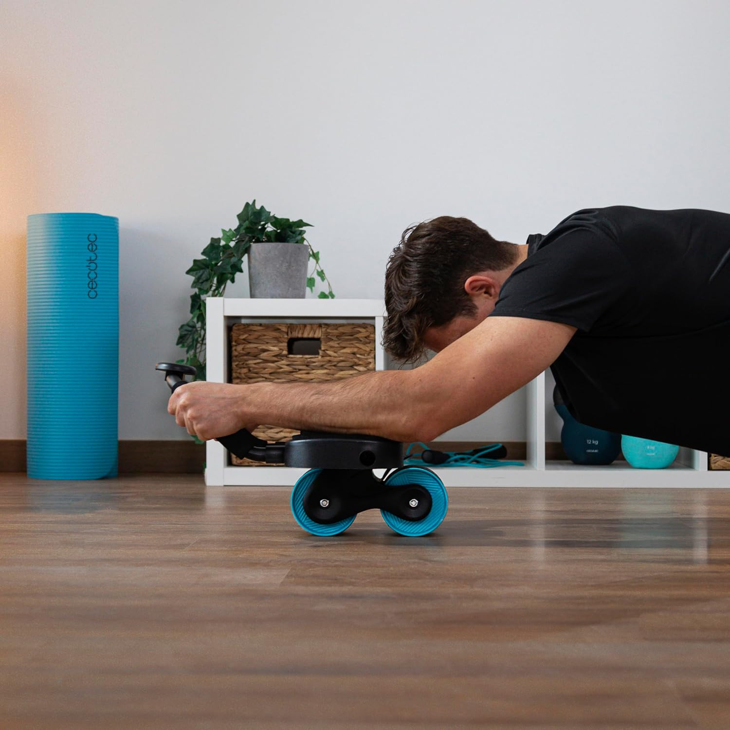 roata abdominala cu revenire si suport pentru cot cecotec drumfit ab fit pro, covoras antialunecare inclus - imagine 7