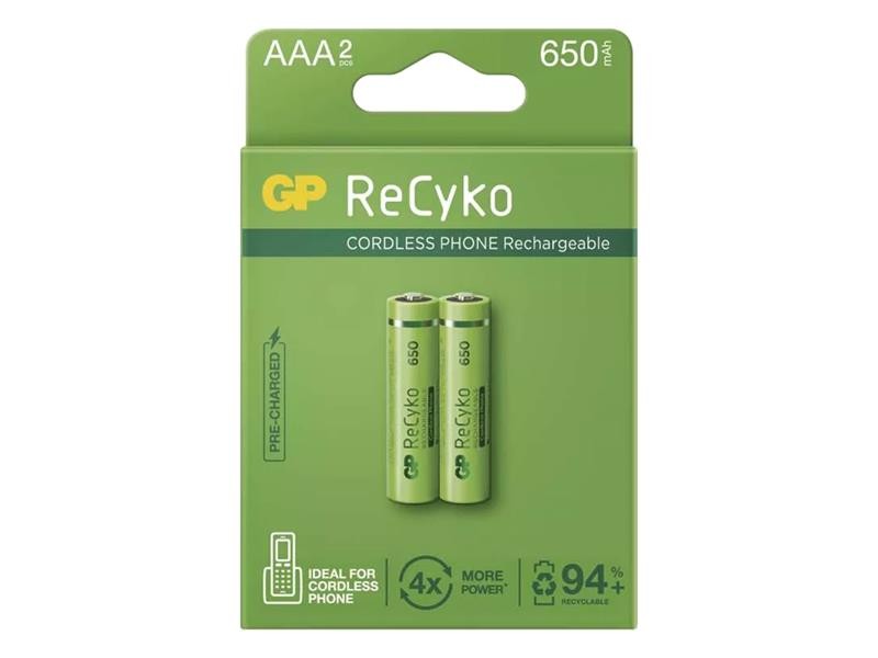 Baterie AAA (R03) reîncărcabilă 1,2V / 650mAh GP Recyko fără fir 2buc