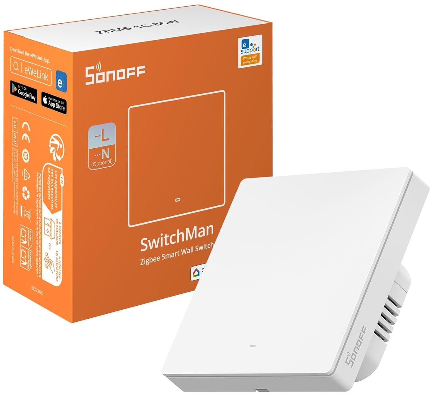 intrerupator inteligent sonoff zbm5-1c-86w ,zigbee, 1 canal, 10a - 1 | YEO
