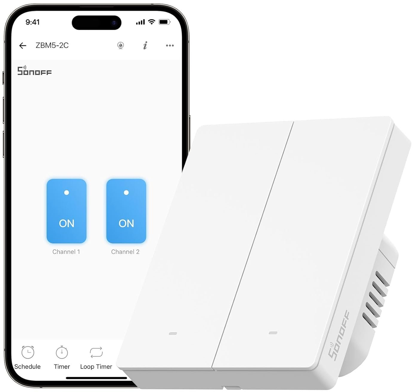 intrerupator inteligent sonoff zbm5-2c-80w ,zigbee, 2 canale, 10a