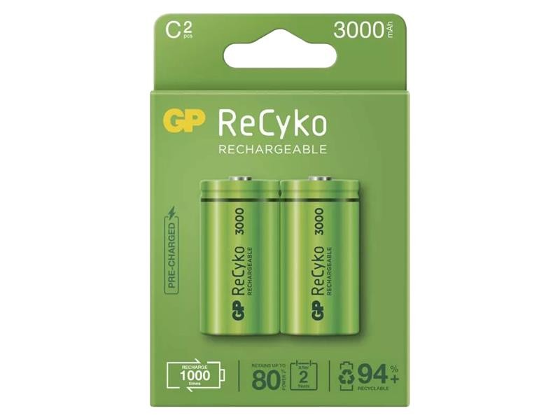 Baterie C (R14) nabíjecí 1,2V / 3000mAh GP Recyko 2ks