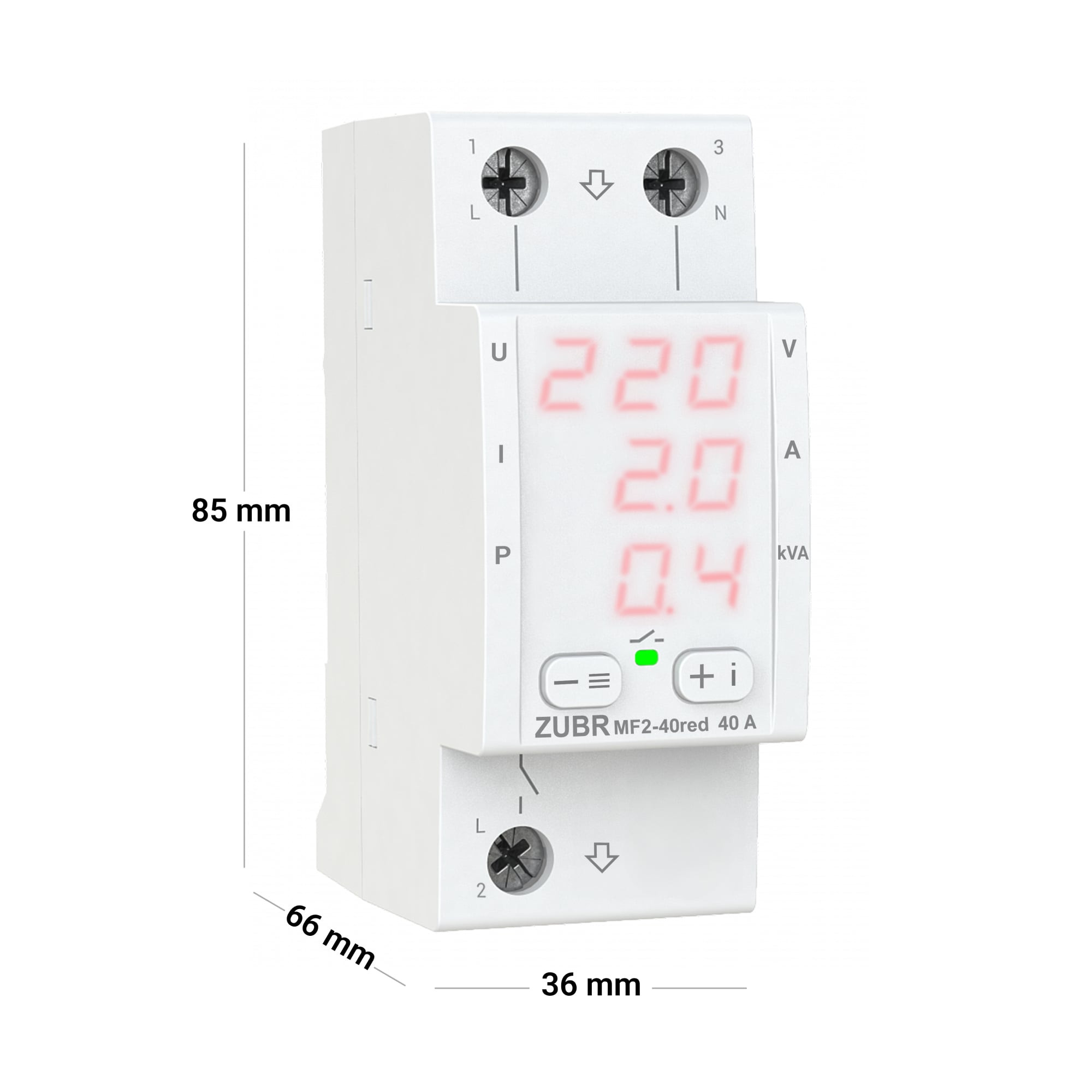 Releu de protectie tensiune si control al curentului, monofazat, mf2-40 , ZUBR - imagine 6