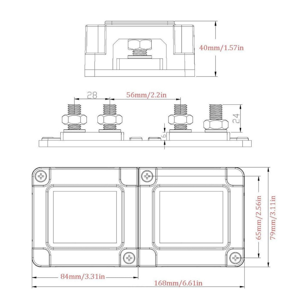 BusBar 400A V-TAC Rosu+Negru M10*4 pentru paralelizare acumulatori fotovoltaici SKU 23789 VT-AOA1533-400ABR - imagine 4