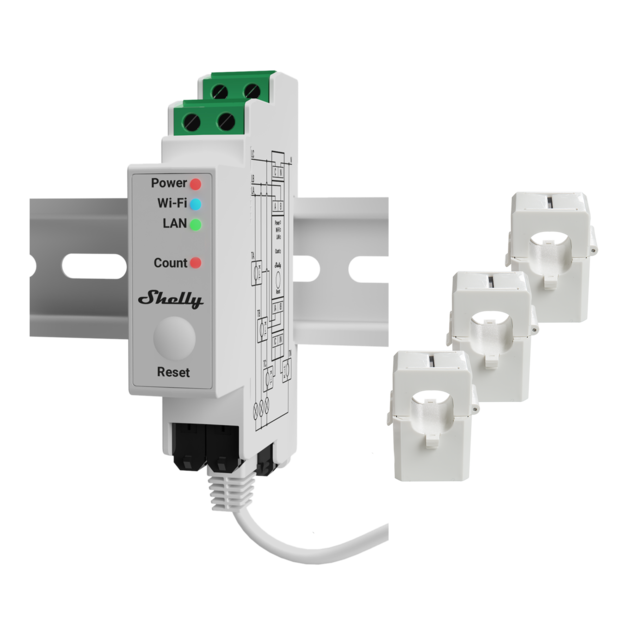 shelly pro 3em profesional releu wifi 3 canale si control contactor - imagine 3