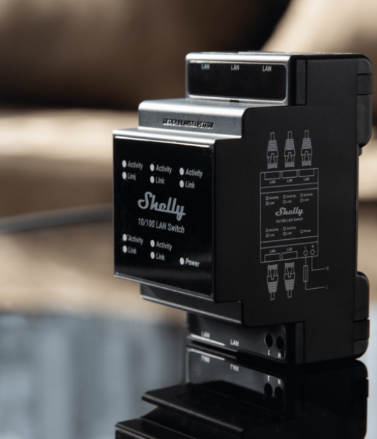 shelly lan switch, cu 5 porturi, 10 100mbps, compatibil sina din - imagine 3