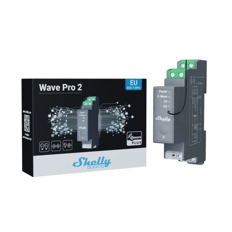 releu inteligent shelly qubino wave pro 2, 16a, 2 canale, z-wave - imagine 2