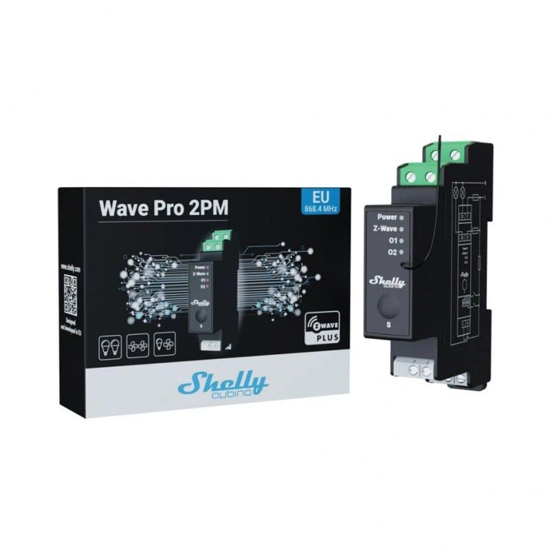 releu inteligent shelly qubino wave pro 2pm, 16a, 2 canale, monitorizarea consumului, z-wave - imagine 3